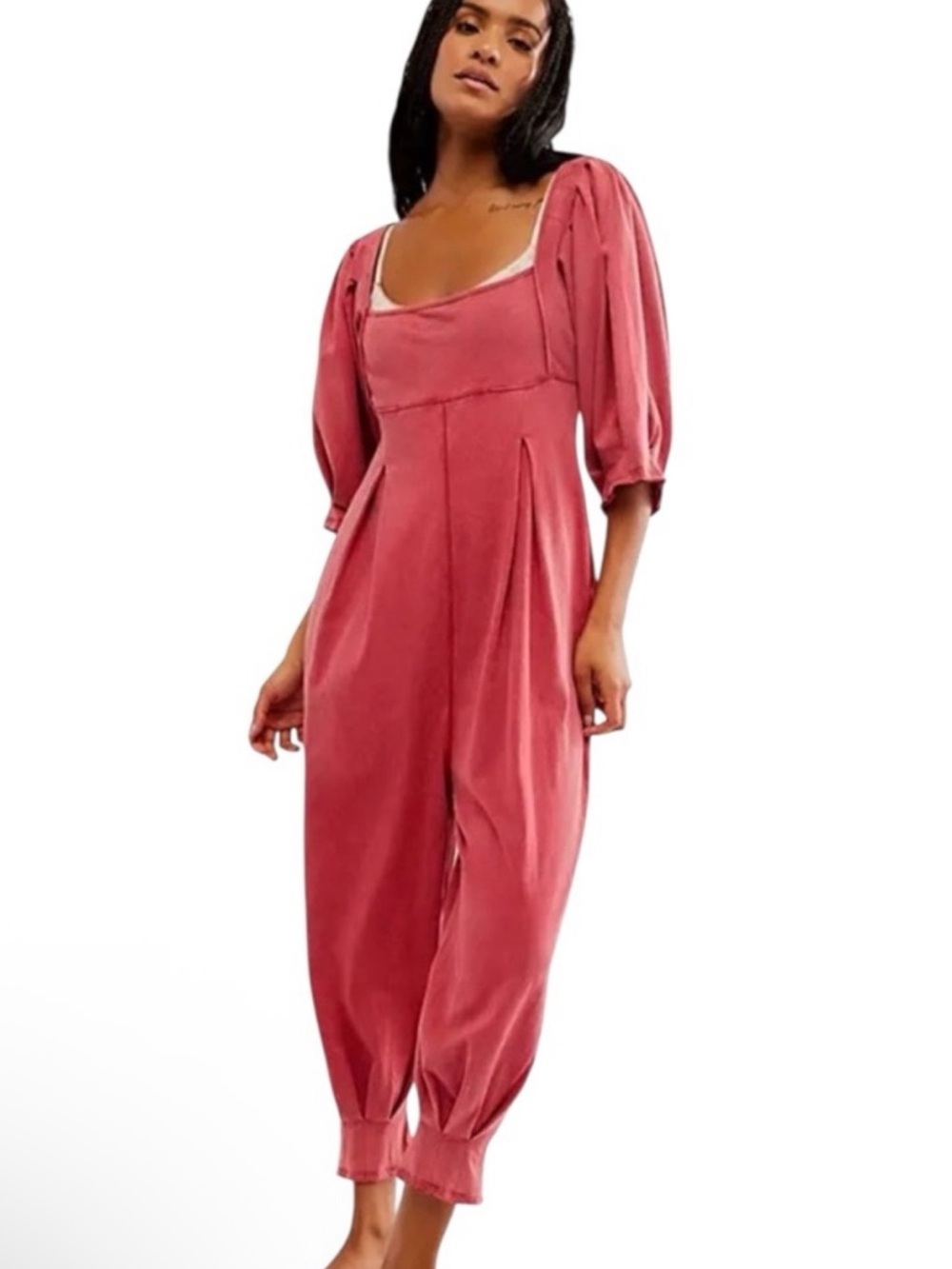 Intimately Free People Lotta Love Candy Apple Red Jumpsuit Extra Small EUC 🍎